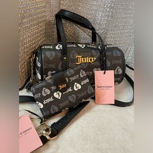 New!! Juicy Couture mini barrel bag& matchin wallet liquorice/white